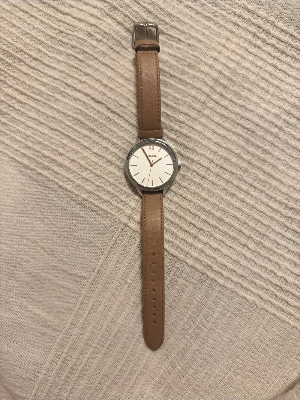 Fossil Women's Tan Leather Strap Watch - Silver Case